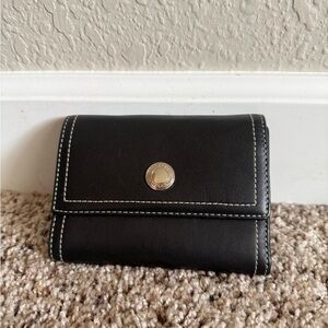 Black Wallet with Stitching, pink interior
